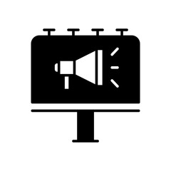 Billboard icon. Simple solid style. Outdoor advertising, AD, outside, banner, advert, marketing, signboard, media, business concept. Black silhouette, glyph symbol. Vector illustration isolated.