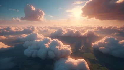 view of clouds over the mountains - Powered by Adobe