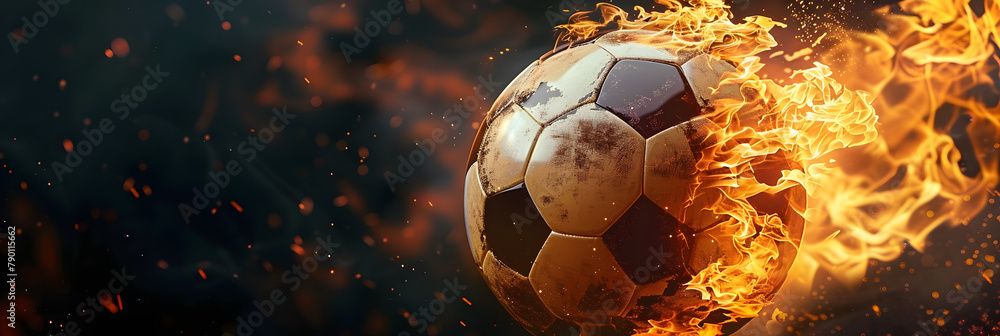 Poster soccer ball in fire