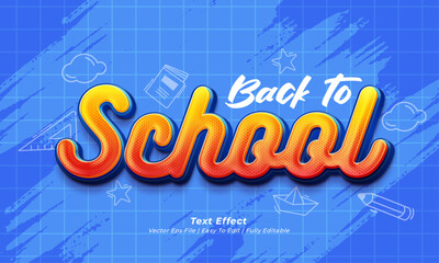 Gradient back to school text illustration with editable text effect for compositions