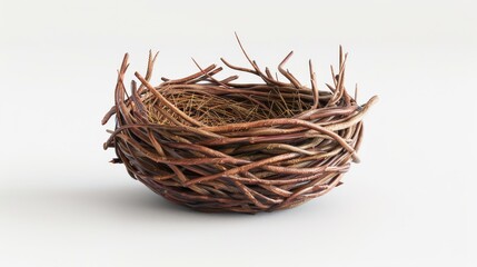 A bird nest made of twigs and branches