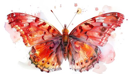 Colorful butterfly card design in watercolor style
