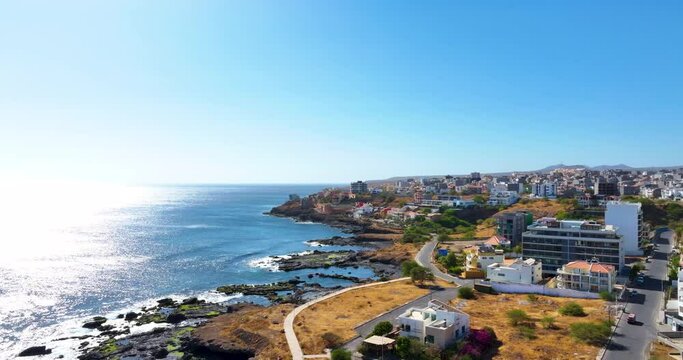 Aerial view of Cidadela in Praia  - Santiago - Capital of Cape Verde Islands - Cabo Verde