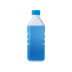 Plastic water bottle flat vector illustration on white background