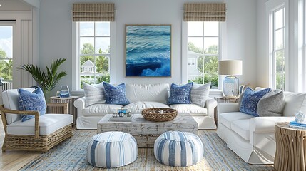 Bright Coastal Living Room Interior