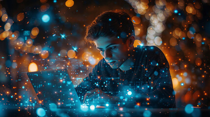 Digital tech and internet networks drive futuristic innovation. With laptops and mobile phones, individuals access vast resources, enabling seamless communication and info access.