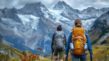 Couple hiking in the mountains
