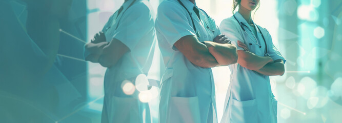 Determined healthcare professionals standing confidently
