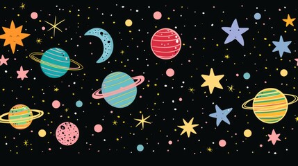 Background materials: Illustrations of Cosmic Planets and Aerospace Themes