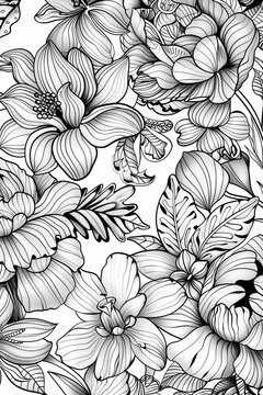 Coloring page with floral patterns ready to print