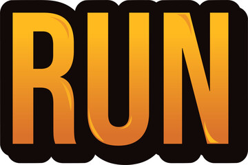 Word run with 3D effect in orange and yellow gradient