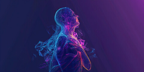 Pneumonia Plight: The Chest Pain and Persistent Cough - Visualize a person holding their chest, with pain lines indicating chest pain, and cough lines showing a persistent cough - obrazy, fototapety, plakaty