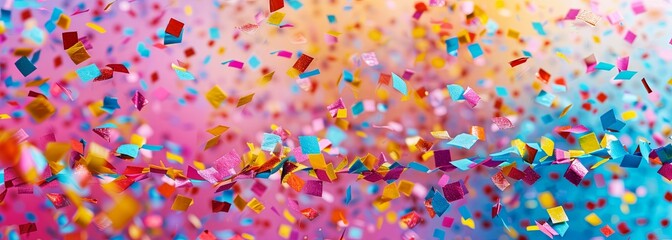 Colorful confetti explosion at vibrant celebration event