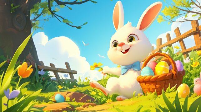Get ready for an interactive educational game perfect for smart kids and children this spring Join the Easter Rabbit on an exciting adventure with eggs where cutting and gluing images will 