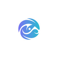 Vector abstract letter N and P medical logo with swirl style logo design creative concept