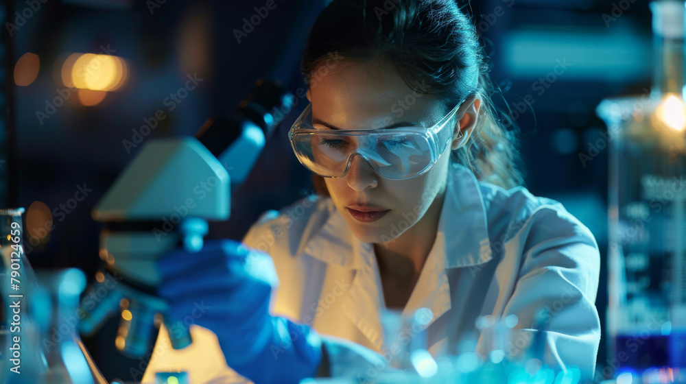 Aufkleber dedicated scientist working in laboratory