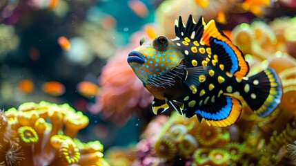 Colorful tropical fish swimming in vibrant coral reef