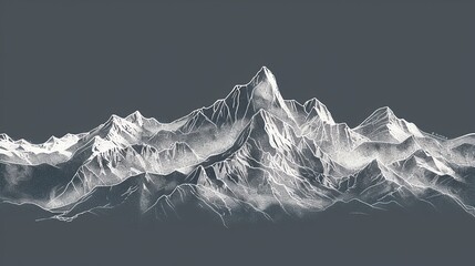 A beautiful pencil drawing of a mountain range - obrazy, fototapety, plakaty