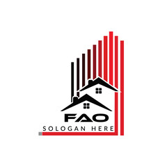 Letter FAO building vector, FAO initial construction. FAO real estate. FAO home letter logo design, FAO real estate Logo ,FAO Style home logo
