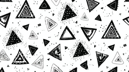 Doodle hand drawn seamless pattern with triangles. 