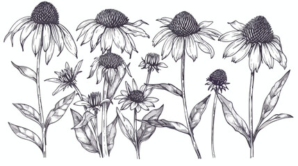 Echinacea medical botanical isolated illustration. 