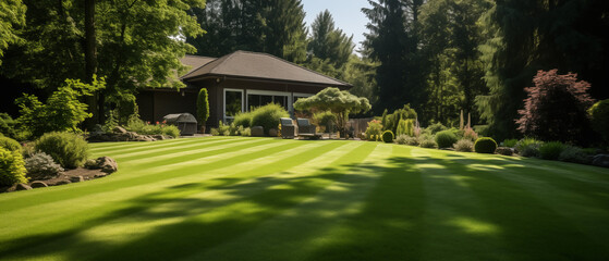 Luxurious Suburban Home with Perfectly Manicured Lawn