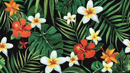 Elegant Hawaiian seamless pattern with exotic palm tr
