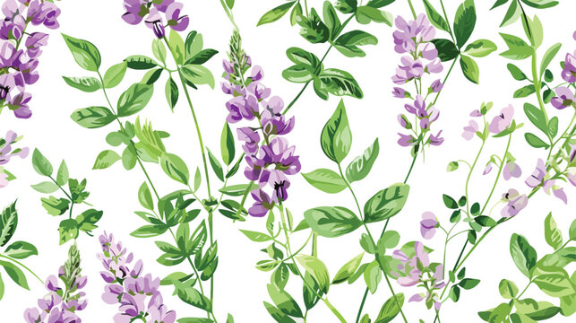 Elegant seamless pattern with blossoming tufted vetch