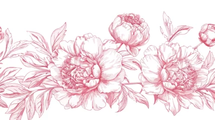 Behang Elegant square floral backdrop decorated with peonies © Aina