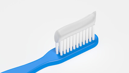 Blue toothbrush. Isolated on white background. 3d illustration.