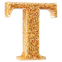 Glitter Gold 3D Uppercase  Letter T -  3D Letter Font