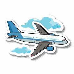 Naklejka premium a cartoon airplane flying in the sky with clouds