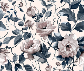 Flower pattern background. Textile print pattern