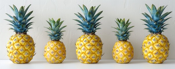 pineapple on white  - obrazy, fototapety, plakaty