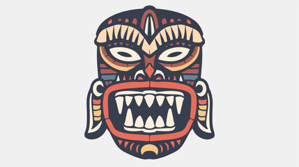 Funny ethnic zulu tribal mask showing teeth in anger.