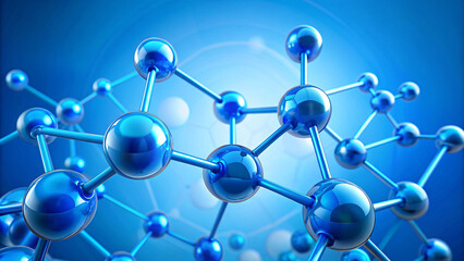 Blue background featuring molecular structures representing chemistry, drugs, atoms, and science