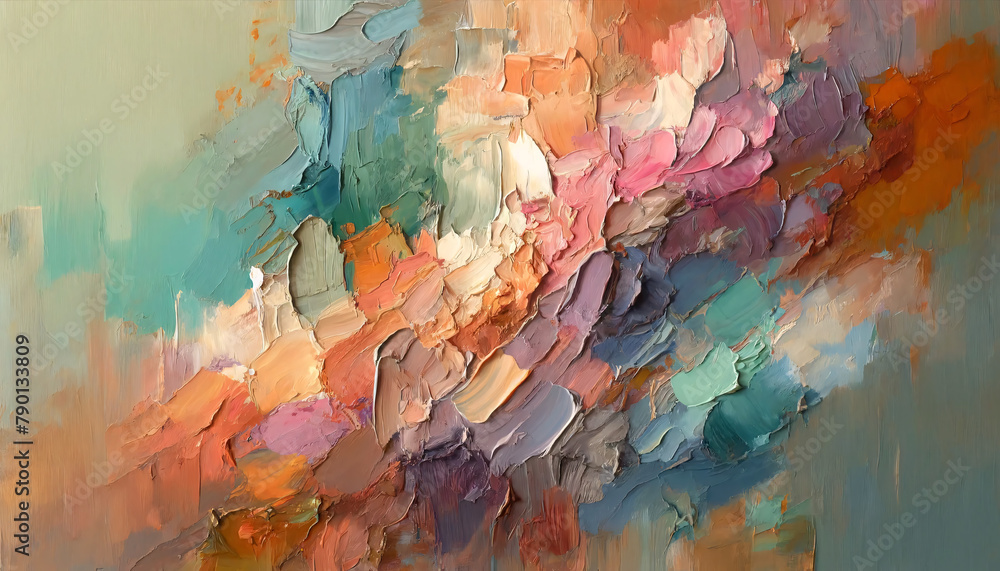 Poster an abstract background with a highly textured surface featuring a rich, impasto technique with thick