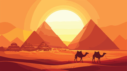Gorgeous Egypt desert landscape with silhouettes