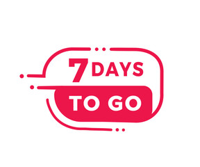 7 days to go badge icon modern style. Banner design for business, advertising. Vector label.