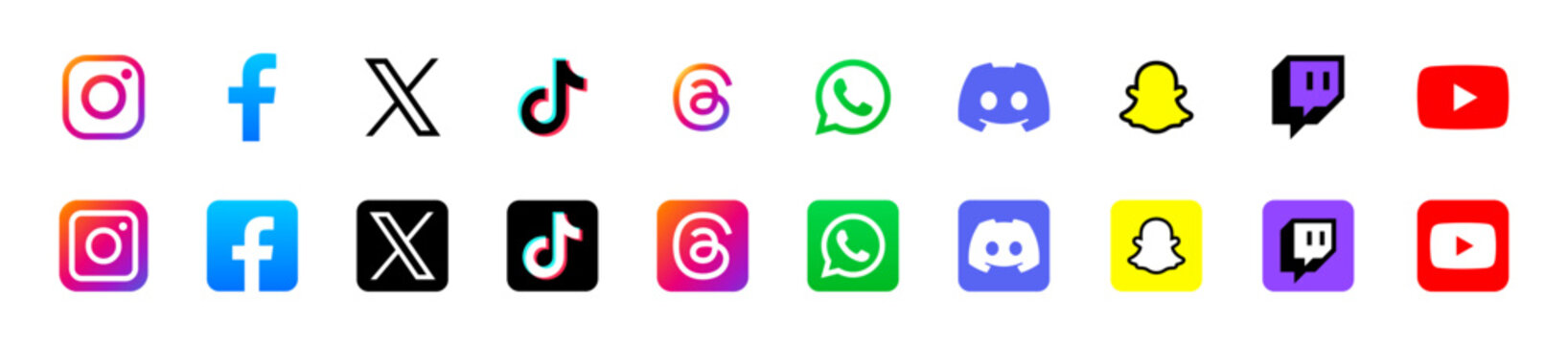 Collection of popular social media logo. Popular social media app. Rivne, Ukraine - April 20, 2024
