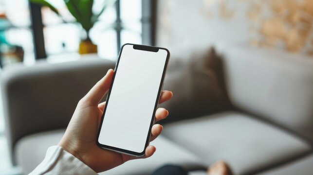 The hand holding smart phone mockup and screen transparancy and clipping path were isolated for use in infographic business web design applications.