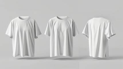 White oversized t-shirt mockup in 3D, with round neck, and black background. Template of fashion clothes for branding, place for design.