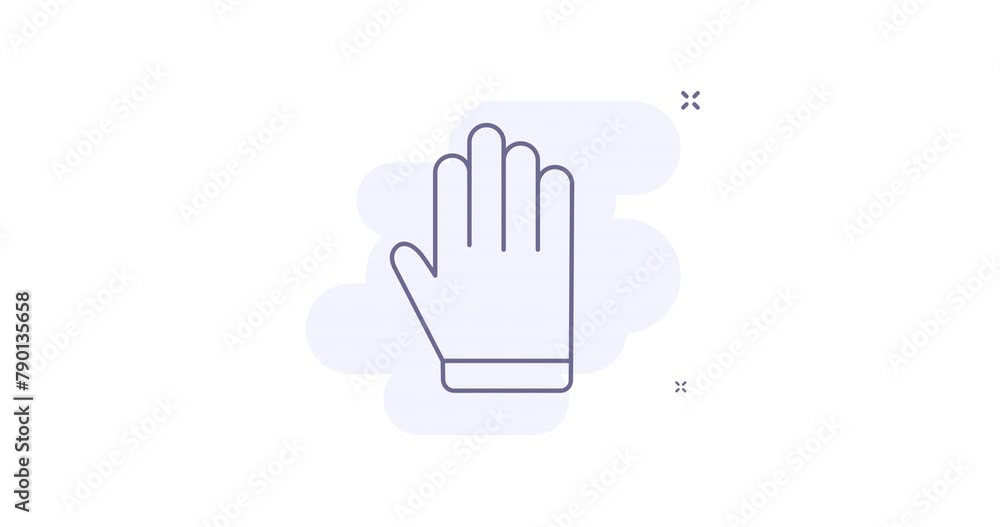 Poster glove 2d animated outline icon with alpha channel. glove line icon 4k video motion design graphics f
