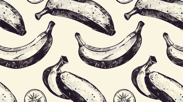 Handdrawn seamless banana pattern. Endless repeatabl