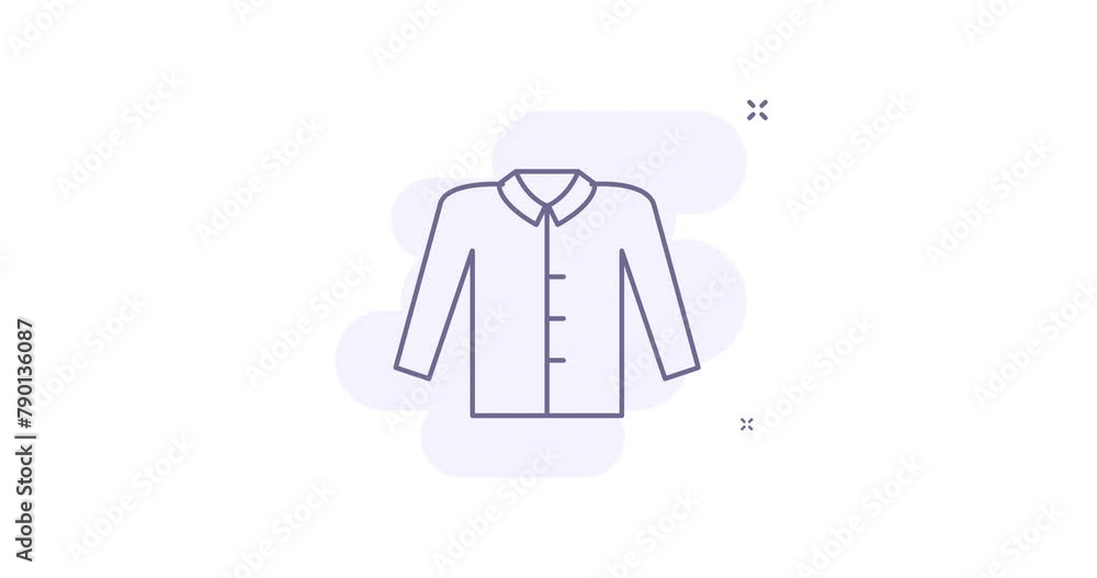 Poster shirt with long sleeves 2d animated outline icon with alpha channel. shirt with long sleeves line ic