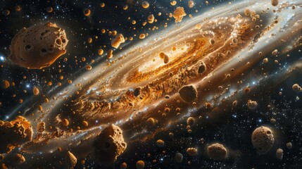 Dairy galaxy with orbiting cookie fragments