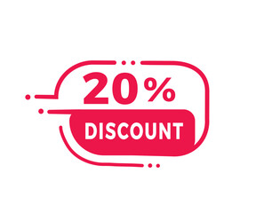 20 percent discount badge icon modern style. Banner design for business, advertising. Vector label.
