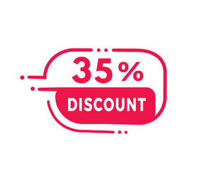 35 percent discount badge icon modern style. Banner design for business, advertising. Vector label.
