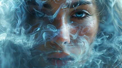 white smoke with woman