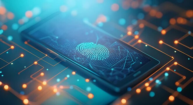 A fingerprint scan on a smartphone.